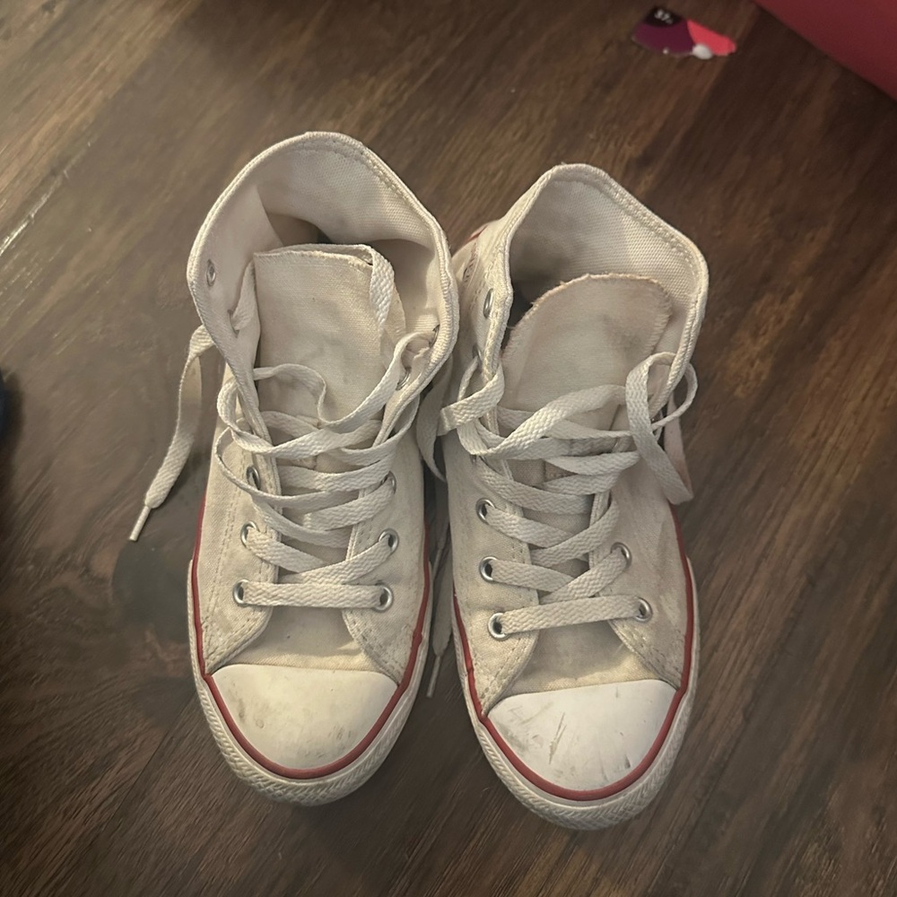 Converse White and Red High-Top Sneakers